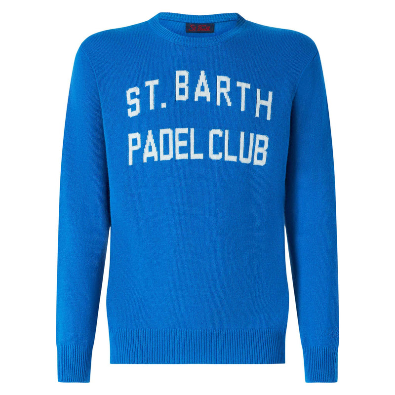 Man sweater with St. Barth Padel Club jacquard print