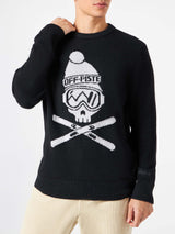 Herren schwarzer Pullover Off-Piste-Totenkopf