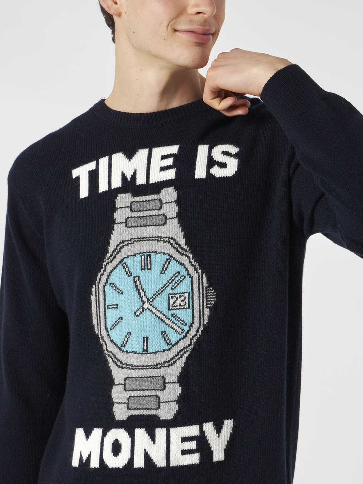 Maglione da uomo con ricamo Time is money