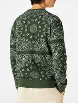 Man crewneck sweatshirt with green bandanna print