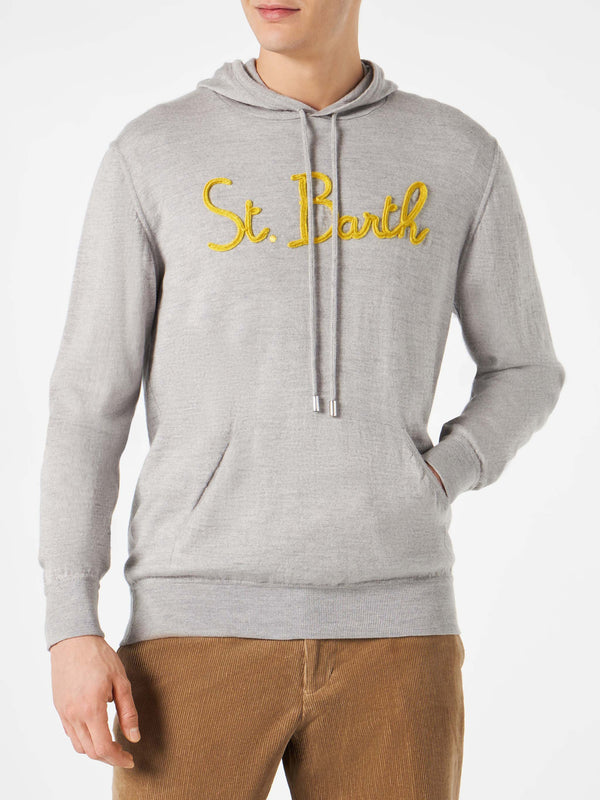 Man grey hoodie sweatshirt