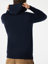 Felpa da uomo blu navy con cappuccio