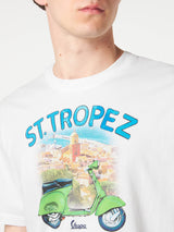 Herren-T-Shirt aus Baumwolle mit St. Tropez-Vespa-Aufdruck | VESPA® SONDEREDITION