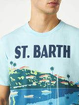 Herren-T-Shirt aus Baumwolle mit Saint-Barth-Postkartendruck