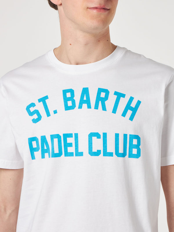 Man white cotton t-shirt with St. Barth Padel Club print