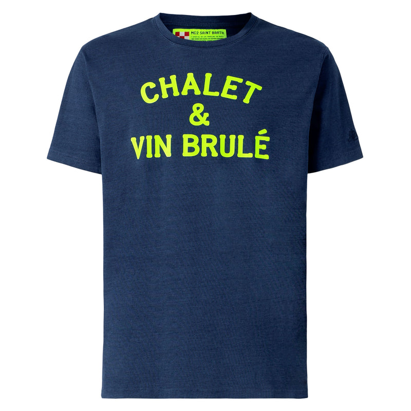 T-shirt Man Chalet & Vin Brulé neon yellow print