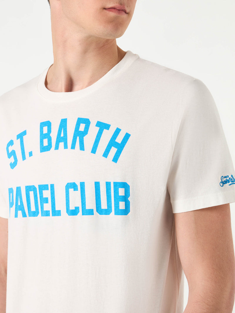 Herren-T-Shirt aus Baumwolle im Vintage-Stil mit St. Barth Padel Club-Aufdruck