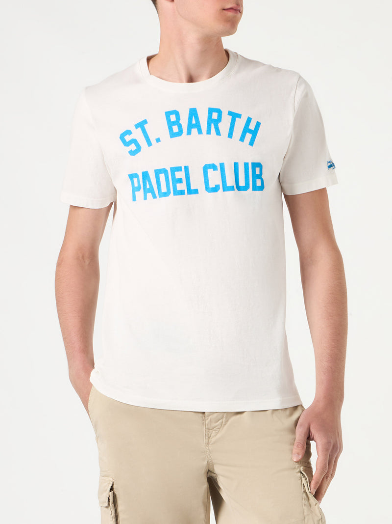 Herren-T-Shirt aus Baumwolle im Vintage-Stil mit St. Barth Padel Club-Aufdruck