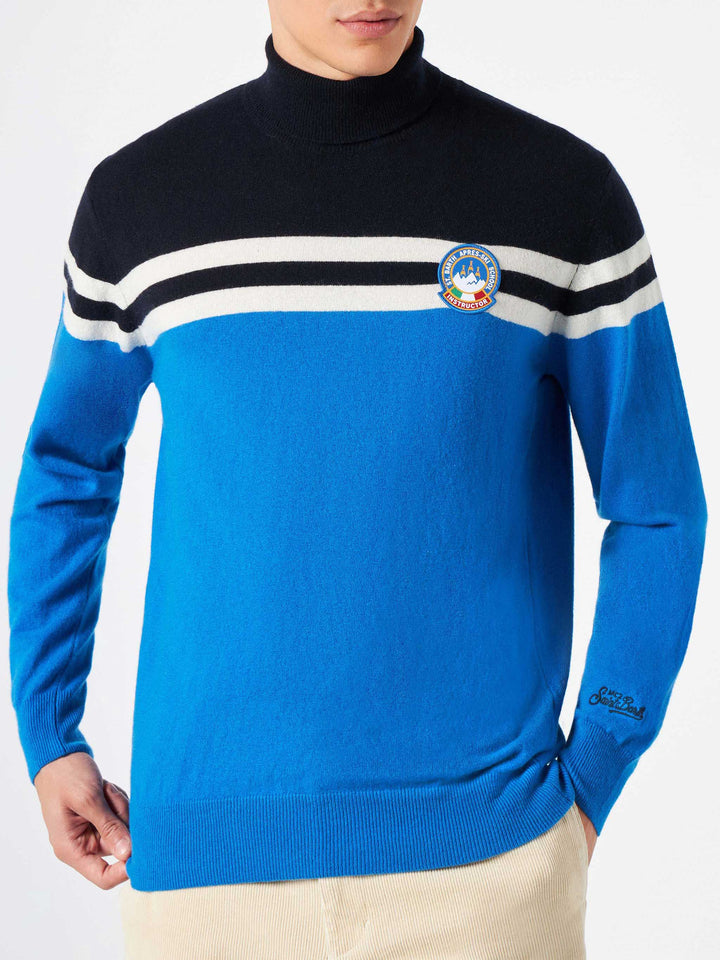 Blended cashmere turtle neck sweater with patch