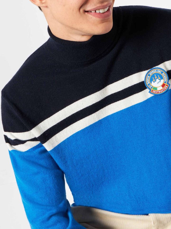 Blended cashmere turtle neck sweater with patch
