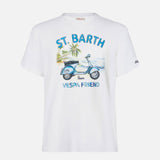 T-shirt da uomo in cotone con stampa St. Barth Vespa Friend | EDIZIONE SPECIALE VESPA®