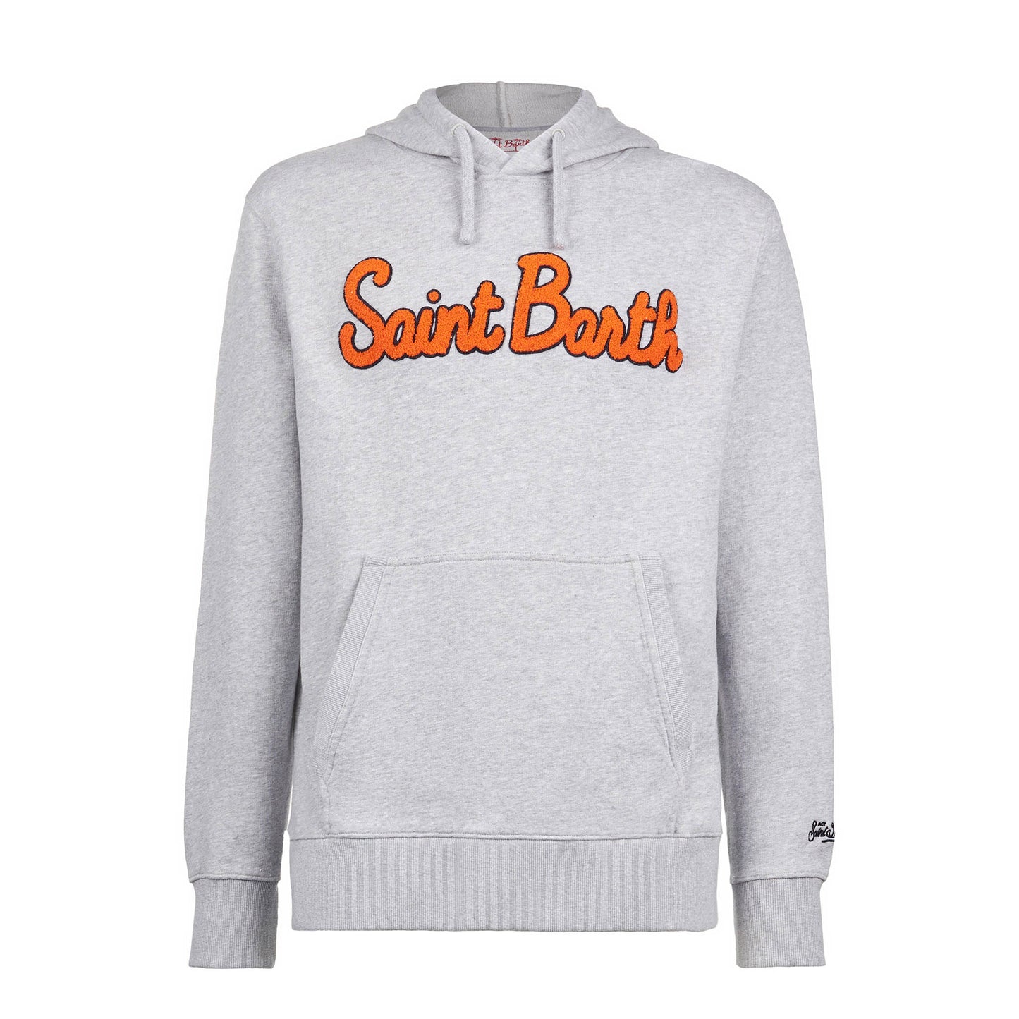 Man cotton hooded sweatshirt with patch