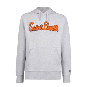 Man cotton hooded sweatshirt with patch