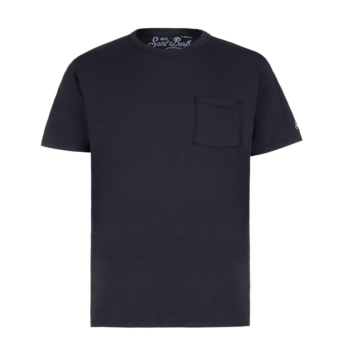 T-shirt da uomo blu navy con taschino frontale