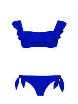 Schulterfreier, gerüschter Bluette-Bikini