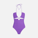 Costume da bagno intero cutout viola