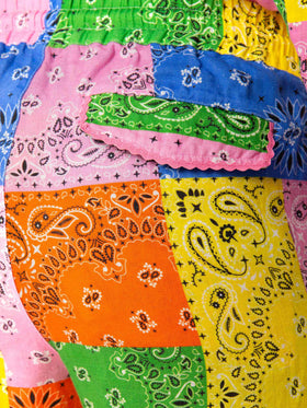 Woman linen pants with multicolor bandanna print - MC2 Saint Barth