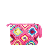 Pouch Parisienne rosa crochet con ricamo Saint Barth