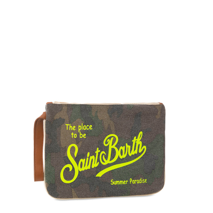 Parisienne canvas pochette with camouflage print