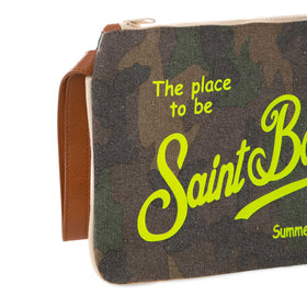 Parisienne canvas pochette with camouflage print