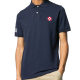 Blue piquet polo with St. Barth check logo