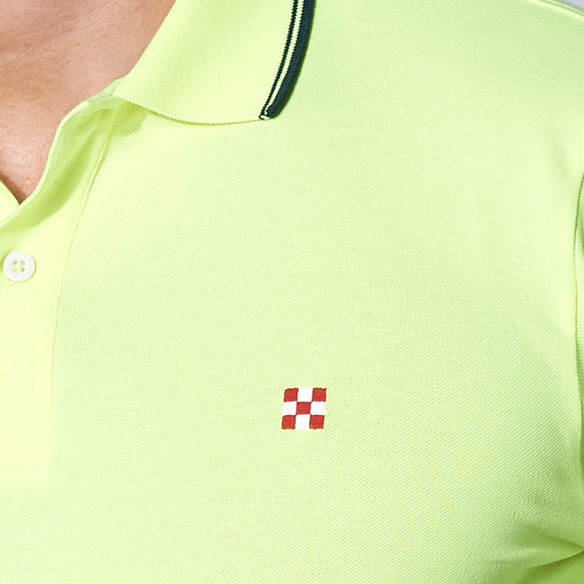 Poloshirt aus Fluo-Piquet in Gelb mit St. Barth-Karologo