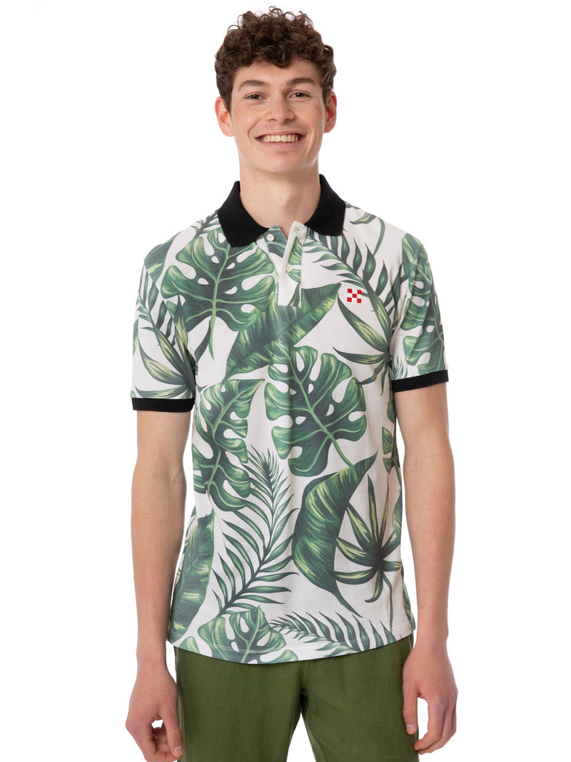 Man polo with leaves print