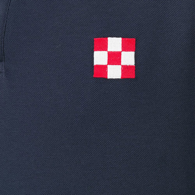 Polo piquet blu con logo St. Barth check