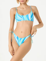 Damen-Bralette-Bikini mit Shape-Wave-Print