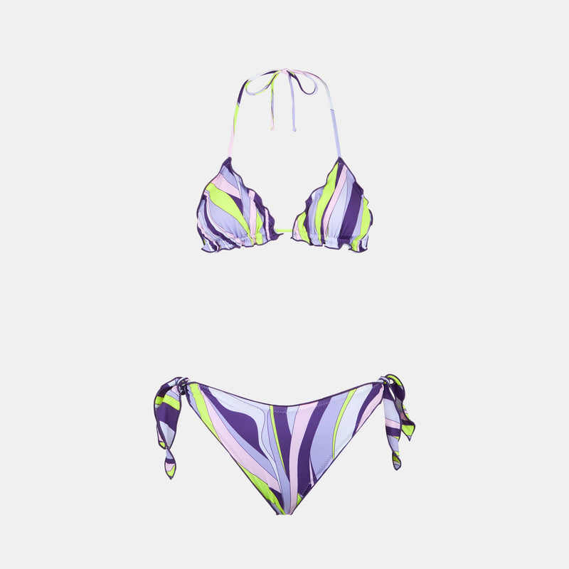 Woman swim briefs with shape wave print