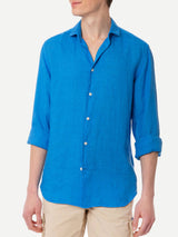 Camicia da uomo Pamplona in lino bluette