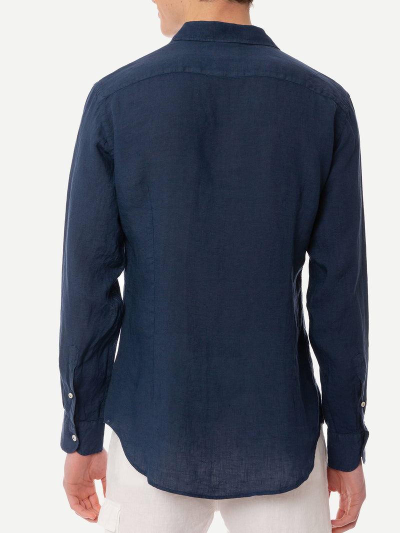 Camicia da uomo Pamplona in lino blu navy