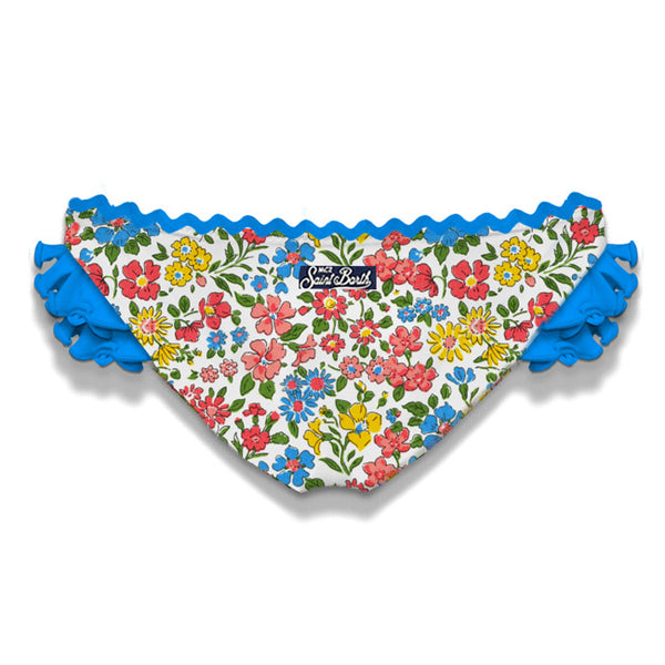 Girl ruffled swim briefs with flower print | Made with Liberty fabric