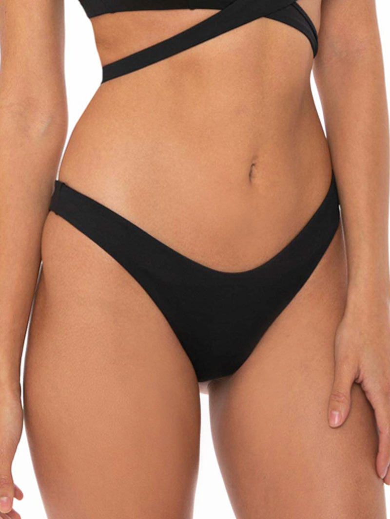 Woman black cheeky swim briefs