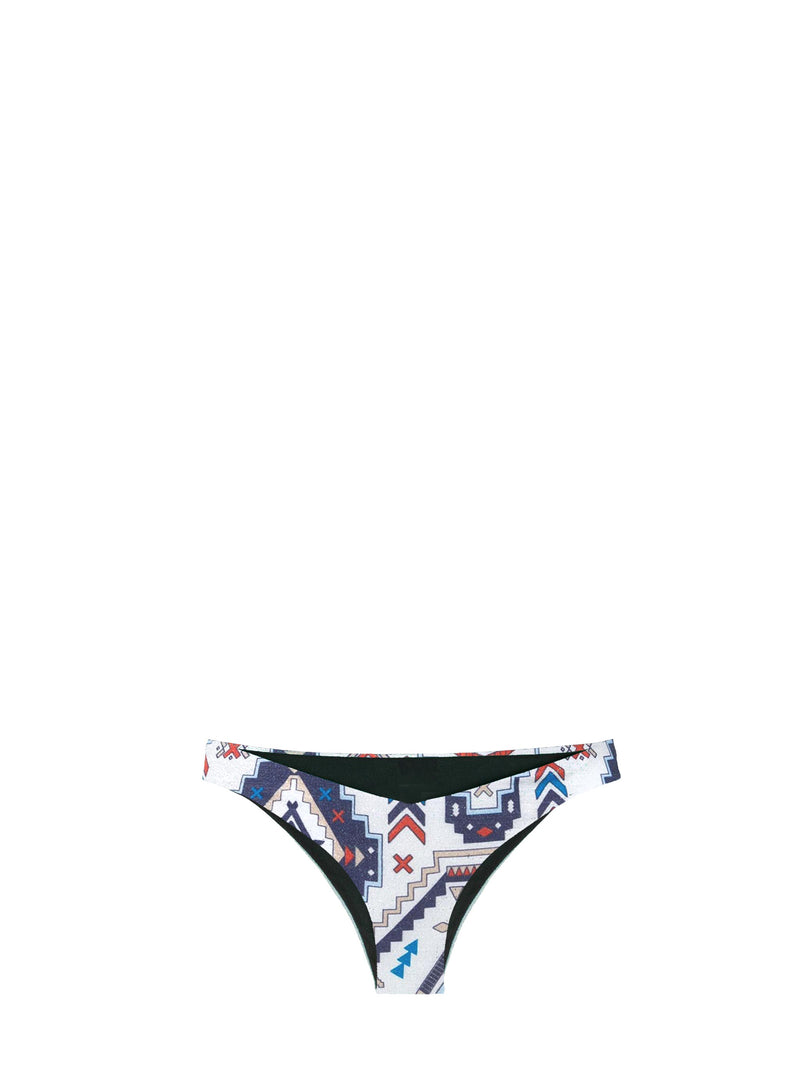 Woman cheeky swim briefs with aztec print