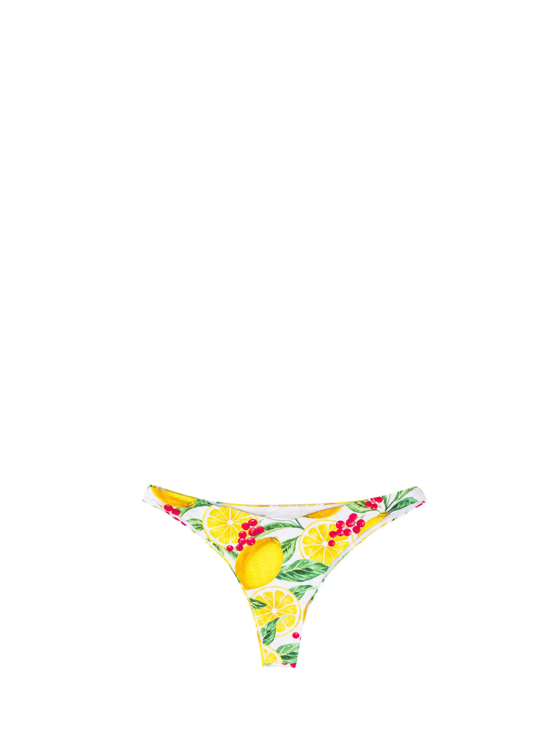 Woman cheeky swim briefs with lemon print