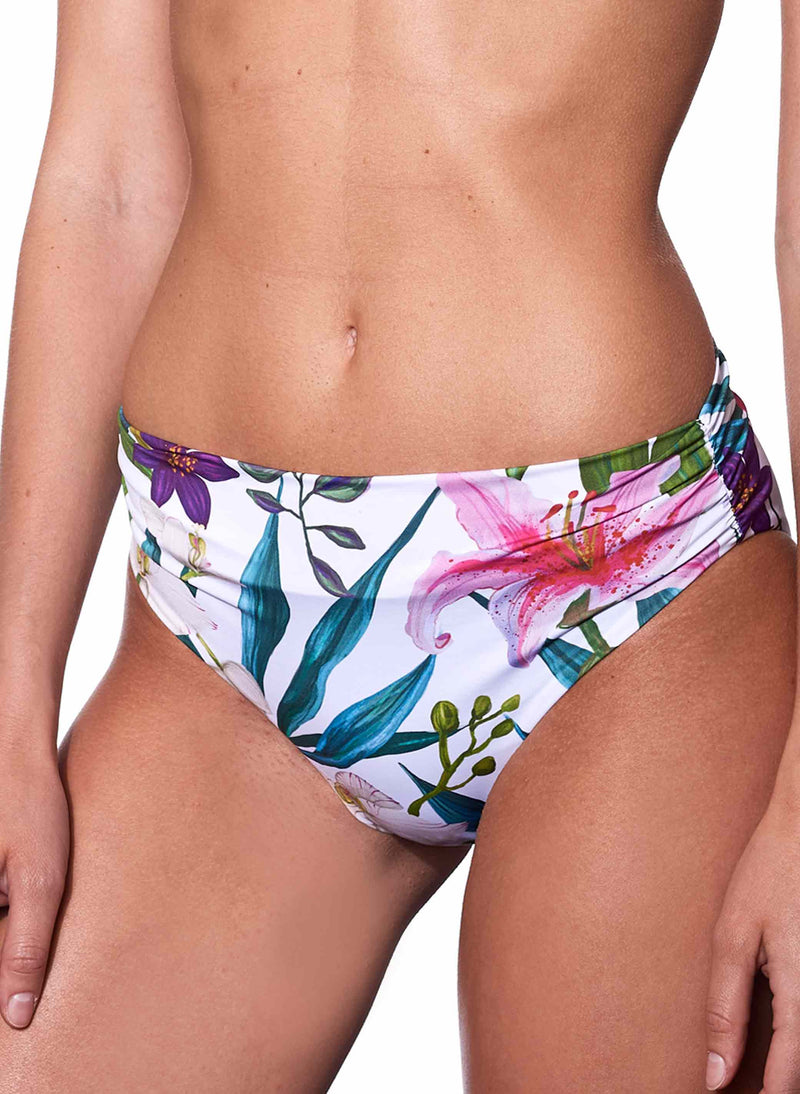 Tropical print high waist swim briefs