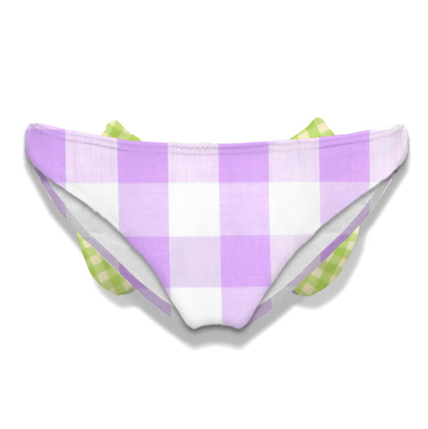 Girl swim briefs with gingham bow