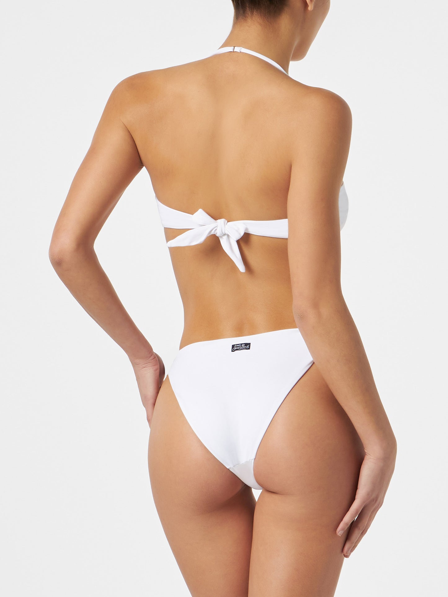 Woman white swim briefs