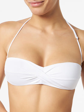 Woman white bandeau bikini