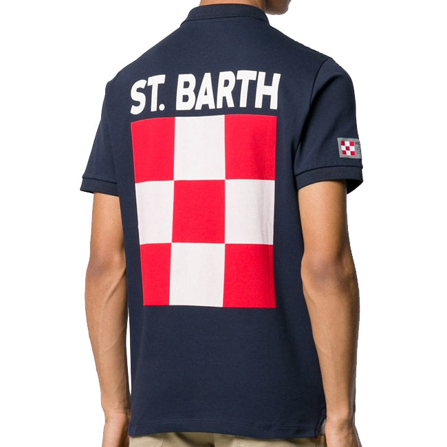 Blaues Piquet-Polo mit St. Barth-Karologo