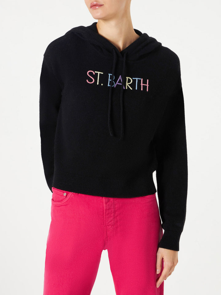 Cropped knit hoodie with St. Barth embroidery - MC2 Saint Barth