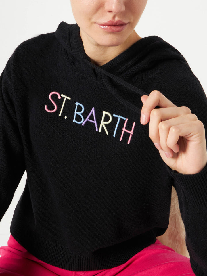 Cropped knit hoodie with St. Barth embroidery - MC2 Saint Barth