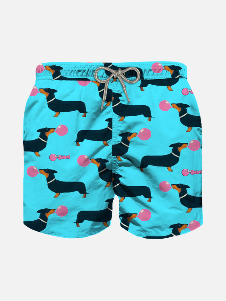 Boy swim shorts with dachshund and Big Babol print | BIG BABOL® SPECIAL EDITION