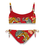 Bikini a bralette da bambina con stampa tigre