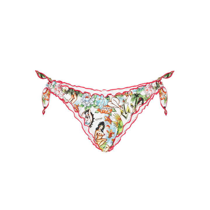 Bikini da donna a triangolo con slip sgambato stampa tattoo