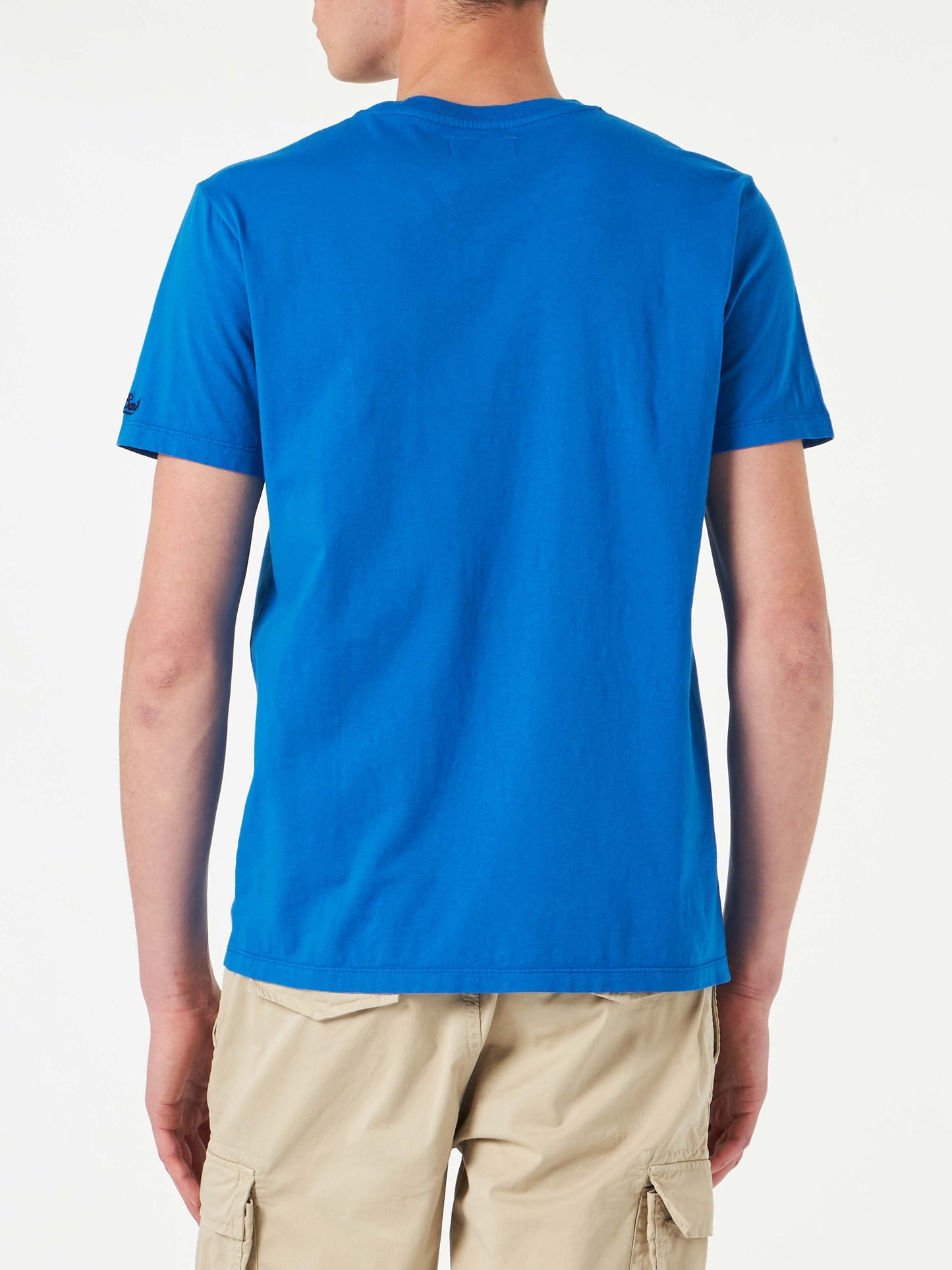 Man cotton vintage treatment t-shirt with St. Barth Padel Club print
