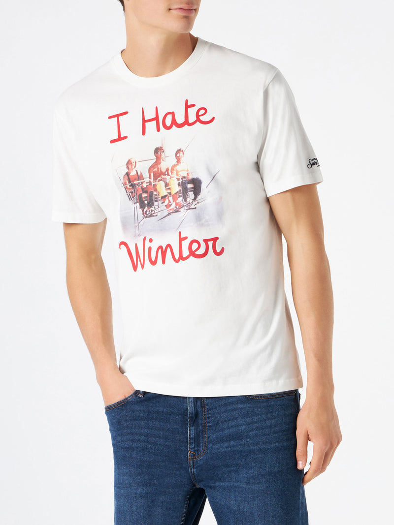 Man white t-shit with "I hate winter" print