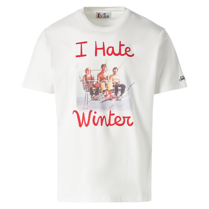 Man white t-shit with "I hate winter" print