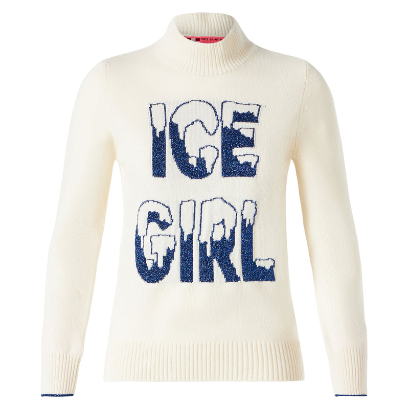 Maglia mezzo dolcevita Ice Girl grafica lurex